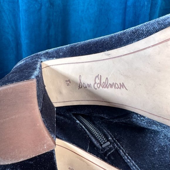 Sam Edelman Calexa Velvet Mid Calf Sock Heeled Bootie Gray - Picture 10 of 11